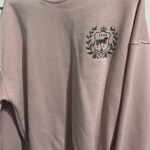 Pink Sweatshirt with Crest Design
